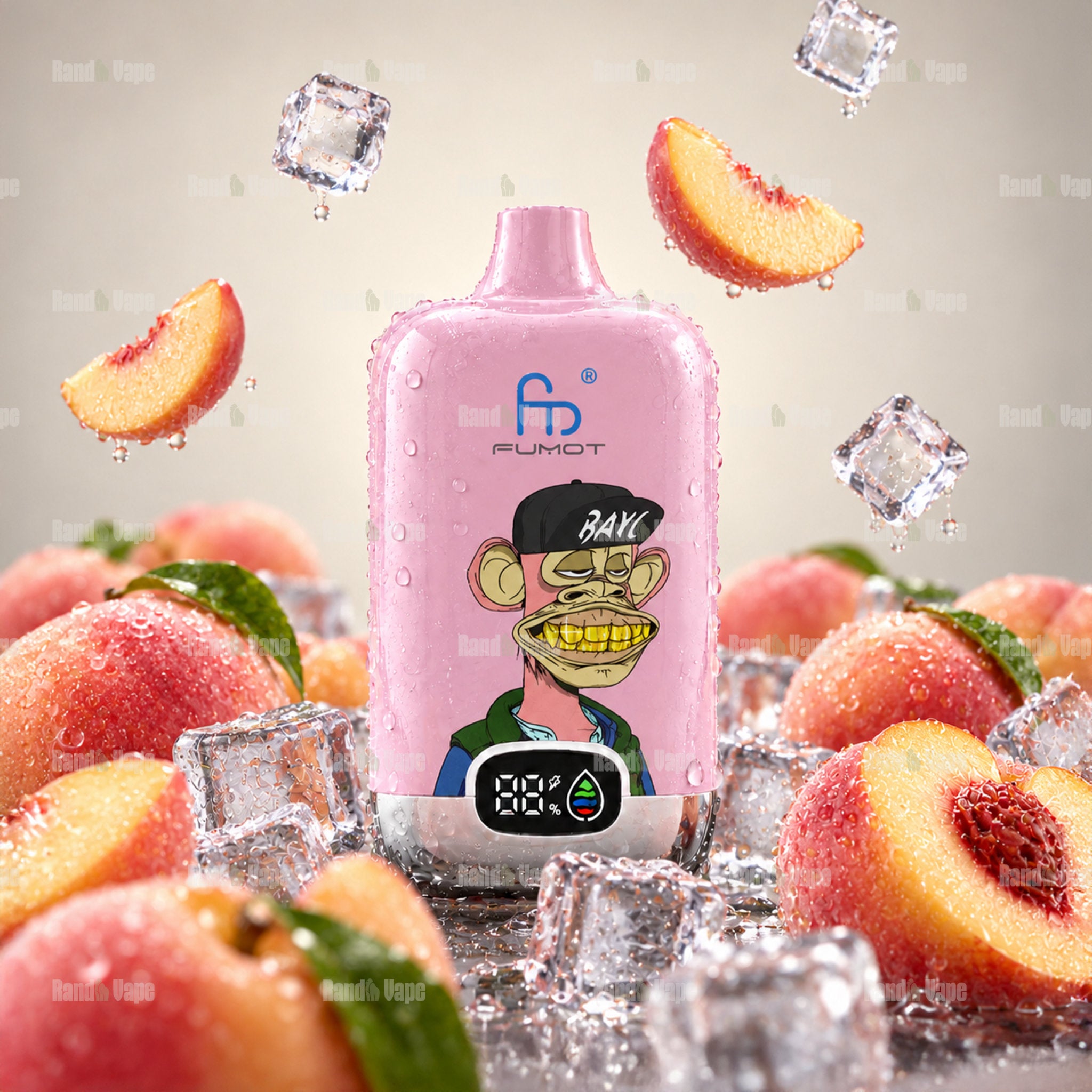 Fumot Digital Box 12000 Peach Ice Einweg Vape mit 12000 Zügen und Display