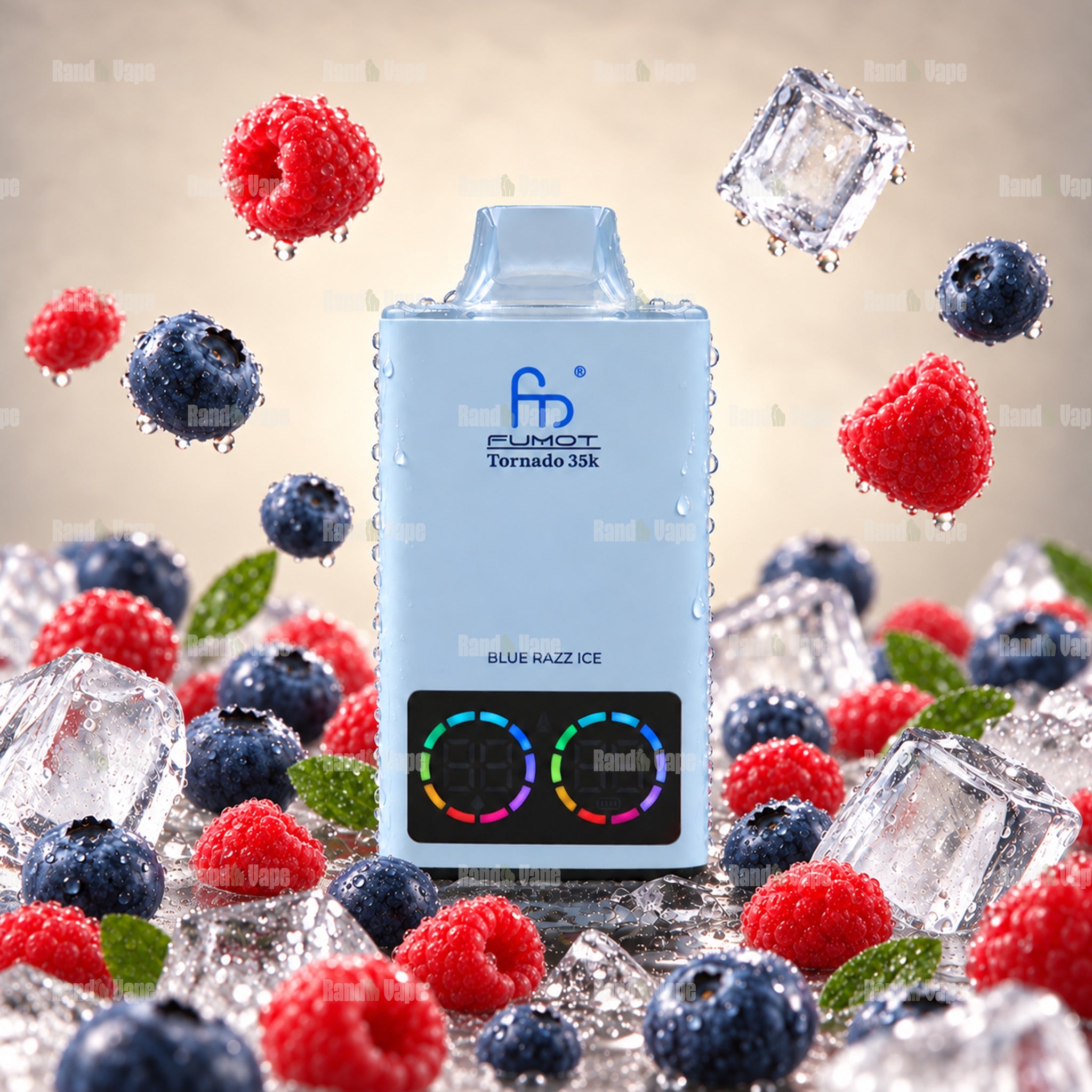 Fumot Tornado 35K Blue Razz Ice Einweg Vape mit 35000 Zügen und Display