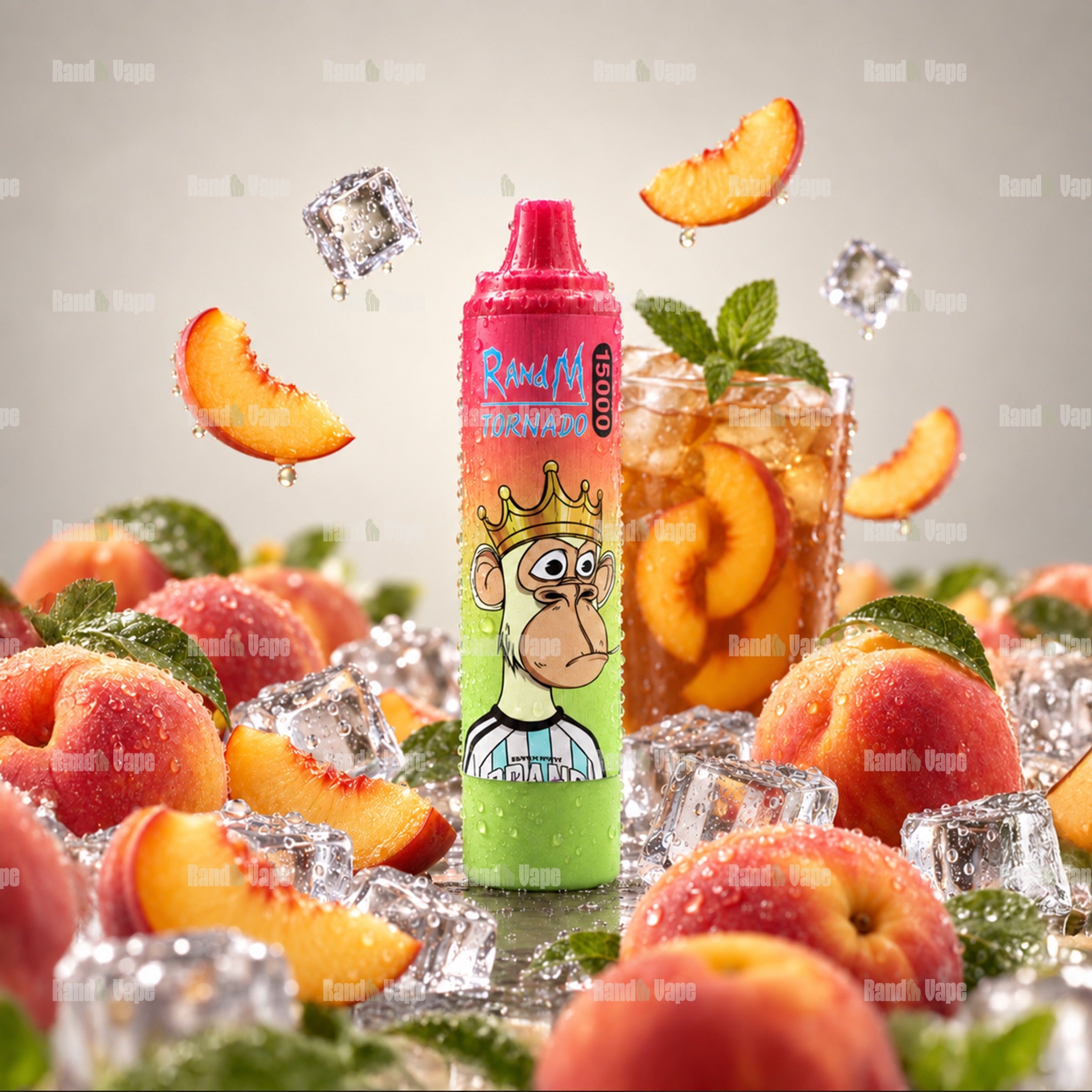 RandM Tornado 15000 Ice Tea Peach Ice Einweg Vape mit 15000 Zügen