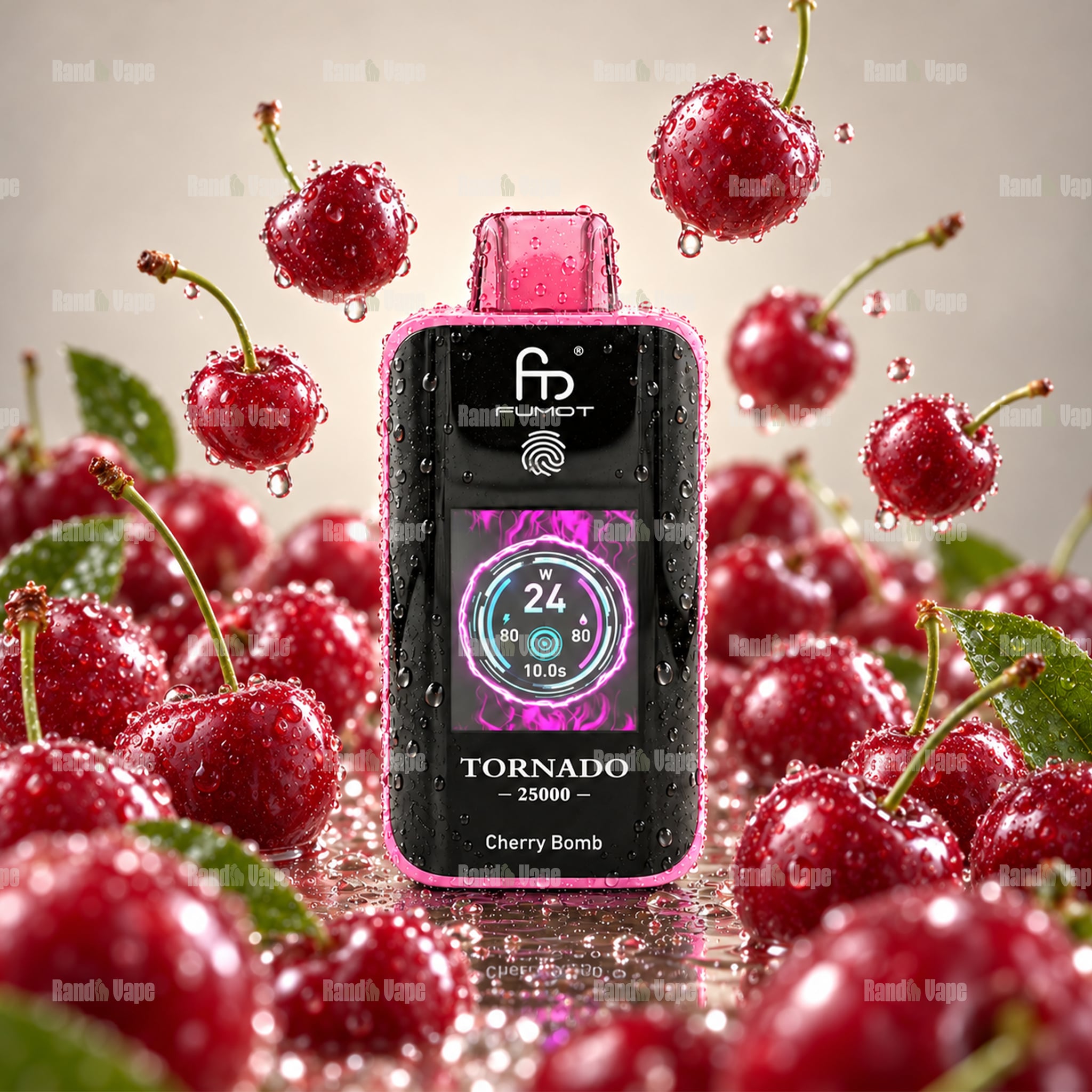 RandM Tornado 25000 Cherry Bomb Einweg Vape mit 25000 Zügen und Farbdisplay