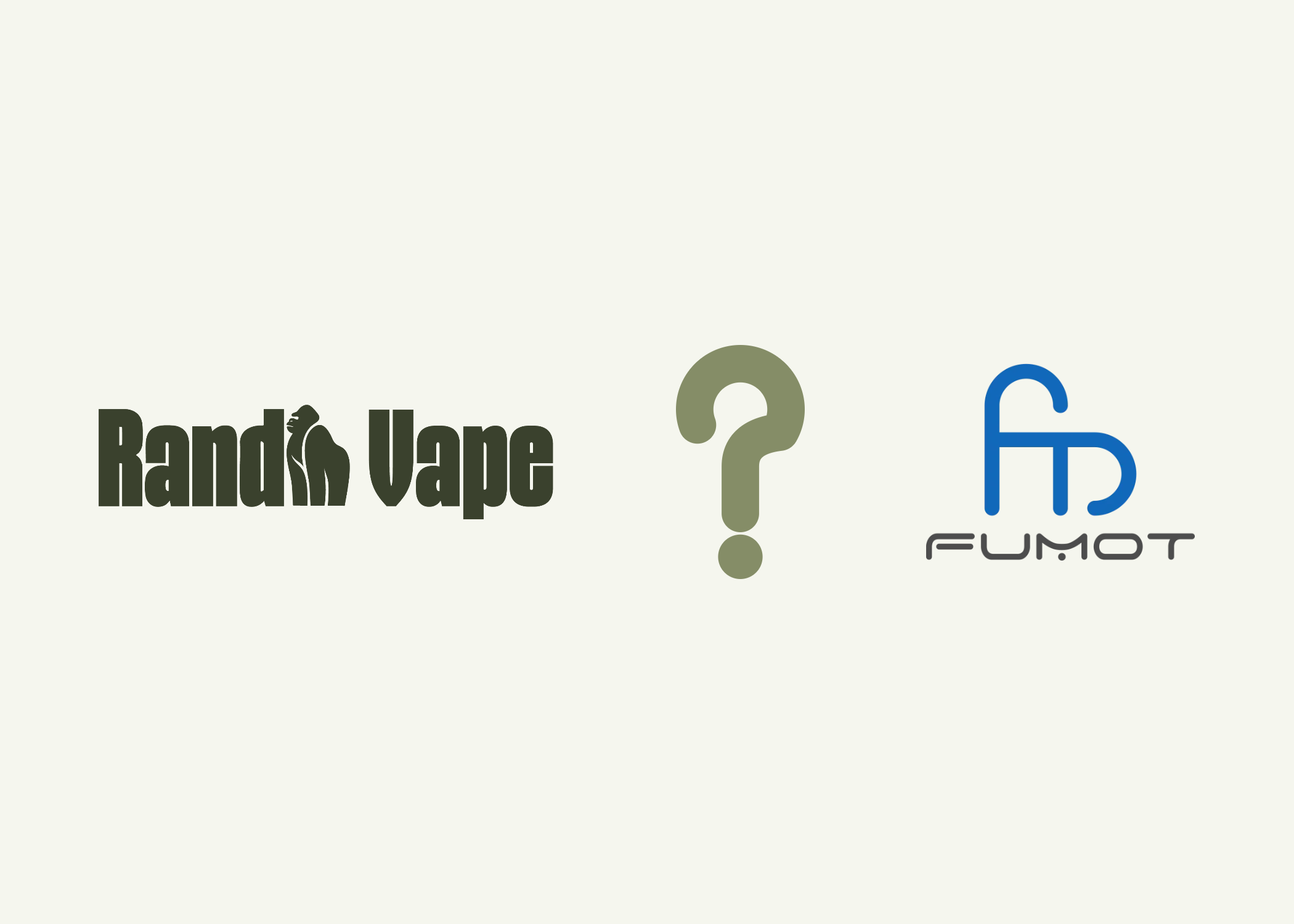 Logo von RandM Vape und Logo von Fumot, dazwischen ein Fragezeichen